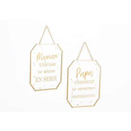 Cadres en verre et métal doré avec citation Cadres en verre et métal doré avec citation