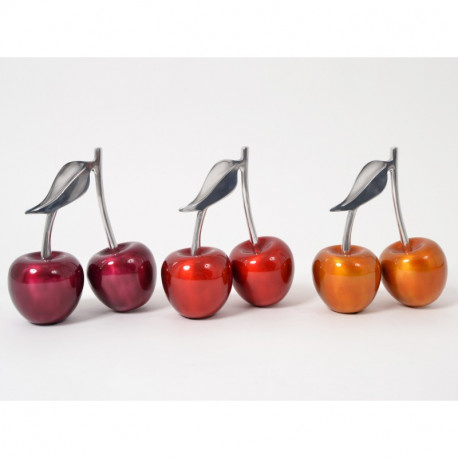Statuette cerise double en aluminium laqué Statuette cerise double en aluminium laqué