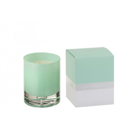 Bougie parfumée dans un verre turquoise