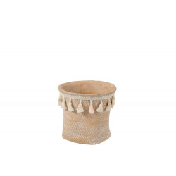 Cache pot en ciment beige "Boho"