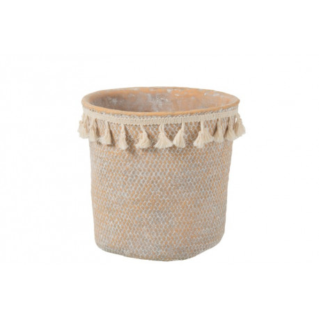 Cache pot en ciment beige "Boho"
