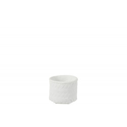 Cache pot en ciment blanc imitation tissage