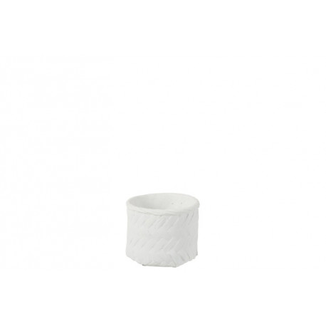 Cache pot en ciment blanc imitation tissage Cache pot en ciment blanc imitation tissage
