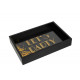 Plateau "Let's party" avec paillettes or sur fond noir