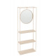 Étagère murale en métal beige avec miroir