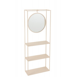 Étagère murale en métal beige avec miroir