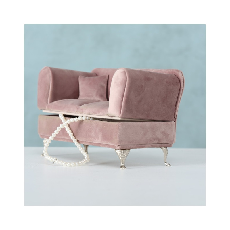 Boite à bijoux canapé rose poudré