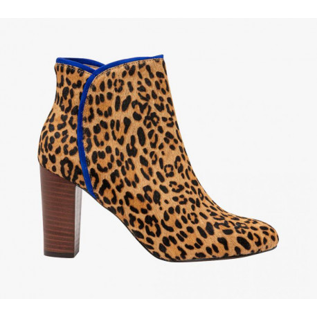 Bottines léopard en cuir suedé Ganache Bottines léopard en cuir suedé Ganache