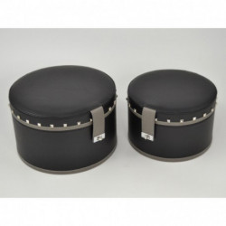 Boites chapeau noir imitation cuir LIZZY