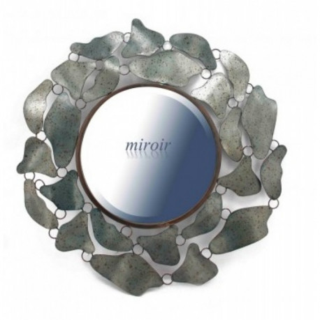 Miroir rond entouré de feuillage métallique BEAUX-ARTS Miroir rond entouré de feuillage métallique BEAUX-ARTS