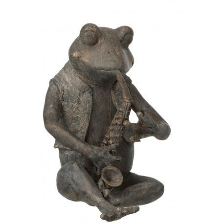 Statuette Grenouille musicienne en résine