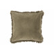 Coussin bord à franges en cotton vert olive