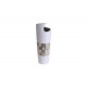 Vase corne  droit en céramique blanc et argent