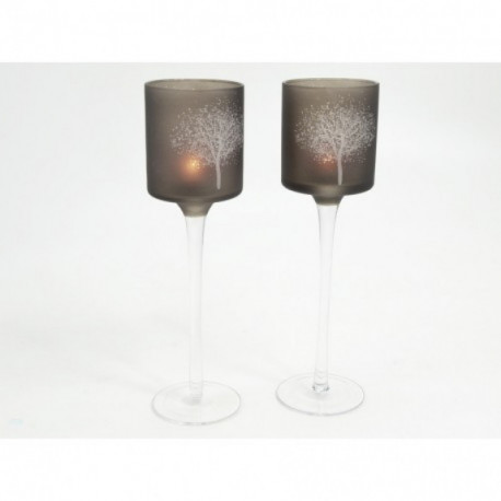 Photophore sur pied en verre 25 cm PEUPLIER Photophore sur pied en verre 25 cm PEUPLIER