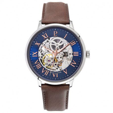 Montre Homme PIERRE LANNIER, Automatique Acier Argenté et Cuir Brun Montre Homme PIERRE LANNIER, Automatique Acier Argenté et Cuir Brun