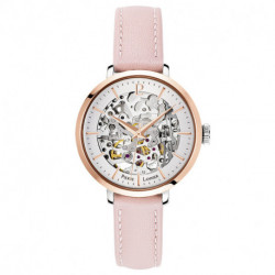 Montre Femme PIERRE LANNIER, Automatique Acier Rosé et Cuir Rose