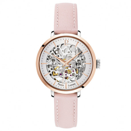 Montre Femme PIERRE LANNIER, Automatique Acier Rosé et Cuir Rose