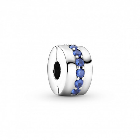 Charm Clip Eclat Bleu Couleur Argent et Pierres Oxydes de zirconium Bleu PANDORA MOMENTS