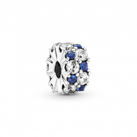 Charm Clip Scintillant Incolore et Bleu PANDORA MOMENTS Charm Clip Scintillant Incolore et Bleu PANDORA MOMENTS