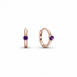 Pandora — Boucles d'Oreilles Créoles Pandora Rose Pierre Violette