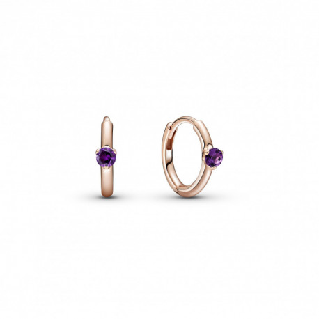 Pandora — Boucles d'Oreilles Créoles Pandora Rose Pierre Violette