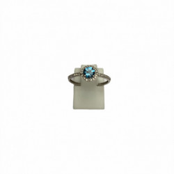 Bague femme topaze serti clos et diamants or blanc18 carats collection Emilie