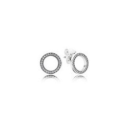 Boucles d'Oreilles Cercles Scintillants Couleur Argent et Pierres PANDORA