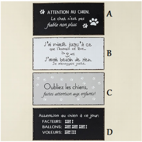 Plaque humoristique en métal Chat/Chien 40x20cm Plaque humoristique en métal Chat/Chien 40x20cm
