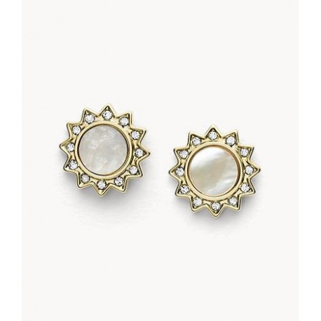 Boucles d'Oreilles Soleil en Acier Doré et Oxydes de Zirconium Fossil Boucles d'Oreilles Soleil en Acier Doré et Oxydes de Zirconium Fossil