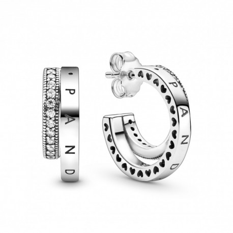 Boucles d'Oreilles Creoles Doubles Pave Signature PANDORA Boucles d'Oreilles Creoles Doubles Pave Signature PANDORA