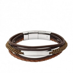 Bracelet Homme en Cuir Couleur Marron Multi-liens Fossil