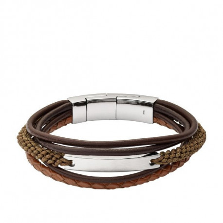 Bracelet Homme en Cuir Couleur Marron Multi-liens Fossil Bracelet Homme en Cuir Couleur Marron Multi-liens Fossil