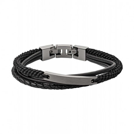 Bracelet Homme Casual Cuir Noir Multi-liens Fossil Bracelet Homme Casual Cuir Noir Multi-liens Fossil