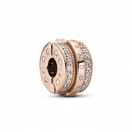 Charm Clip Lignes Pave & Logo Scintillant Rose PANDORA MOMENTS Charm Clip Lignes Pave & Logo Scintillant Rose PANDORA MOMENTS