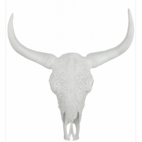 Statuette mural crane de vache en résine blanc Statuette mural crane de vache en résine blanc