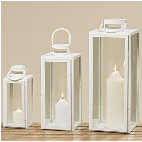 lanterne en verre et métal blanc Arana lanterne en verre et métal blanc Arana