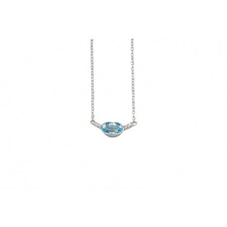 Collier femme en or blanc 18 carats, topaze et diamants collection Emilie Collier femme en or blanc 18 carats, topaze et diamants collection Emilie