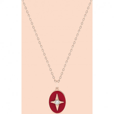 Collier Femme Plaqué Or et Laque Rouge Collection Etoile