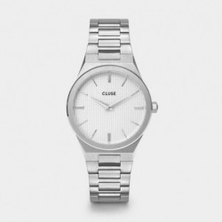 Montre Femme Vigoureux Argentée Bracelet Maillons Fond Blanc Cluse