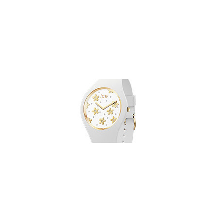 Montre Femme ICE WATCH, ICE Flower Blanche et Dore Taille M