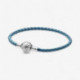 Bracelet en Cuir TressÈ Turquoise Fermoir Coquillage PANDORA MOMENTS