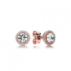 Boucles d'Oreilles Halo Scintillant Rons Couleur Rose PANDORA