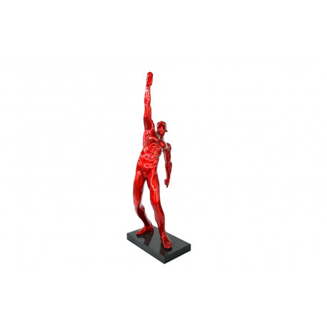 Statuette rouge main vers le ciel