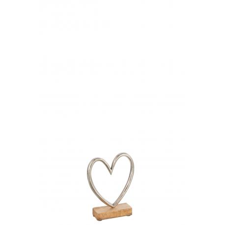 Cœur en aluminium sur pied en bois