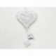 Décoration coeur métal blanc avec petit coeur 15 cm PASSION