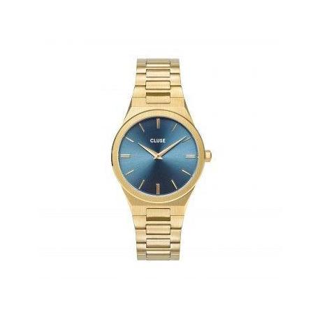 Montre Femme Vigoureux Dorée Bracelet Maillons Fond Bleu Turquoise Cluse Montre Femme Vigoureux Dorée Bracelet Maillons Fond Bleu Turquoise Cluse