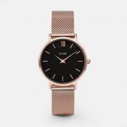 Montre Femme Minuit Bracelet Milanais Noir Cluse