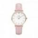 Montre Femme Minuit Rosée Bracelet Cuir Rose Fond Blanc Cluse