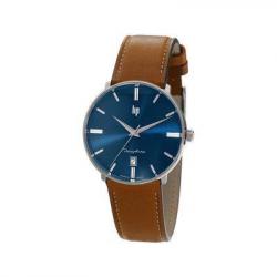 Montre Homme Dauphine 38 Bracelet Cuir Marron Cadran Acier LIP