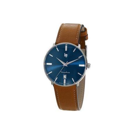 Montre Homme Dauphine 38 Bracelet Cuir Marron Cadran Acier LIP Montre Homme Dauphine 38 Bracelet Cuir Marron Cadran Acier LIP